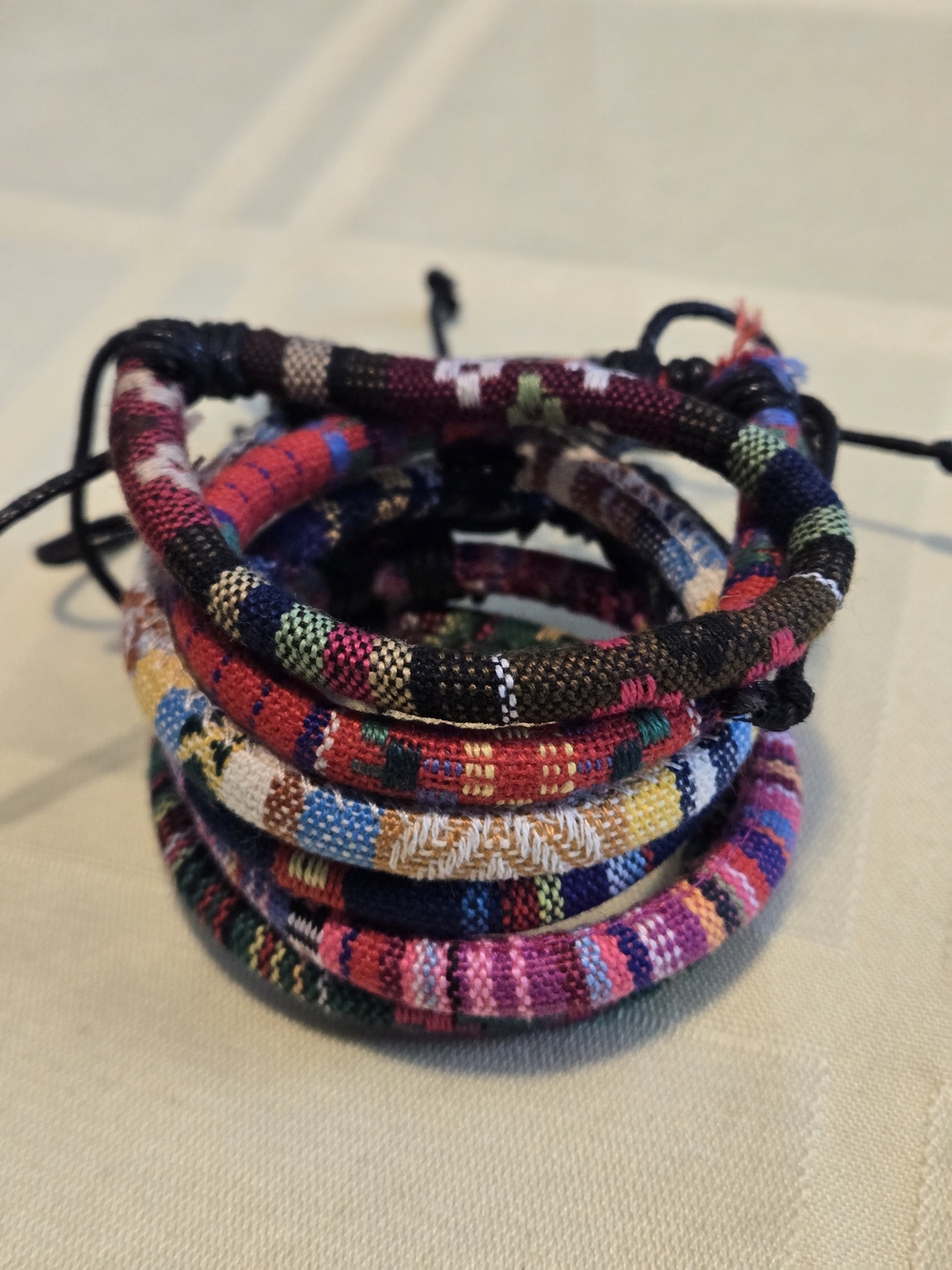 Boho Friendship Bracelets Stackable Adjustable Cord Woven Ethnic Beach Lot of 6